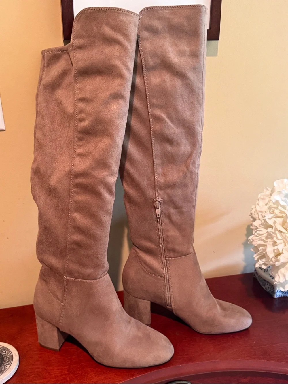 Kelly & Katie Taupe Over-the-Knee Suede Boots